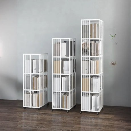Modern Square Alloy Vertical Sliding Storage Bookcase Image - 1