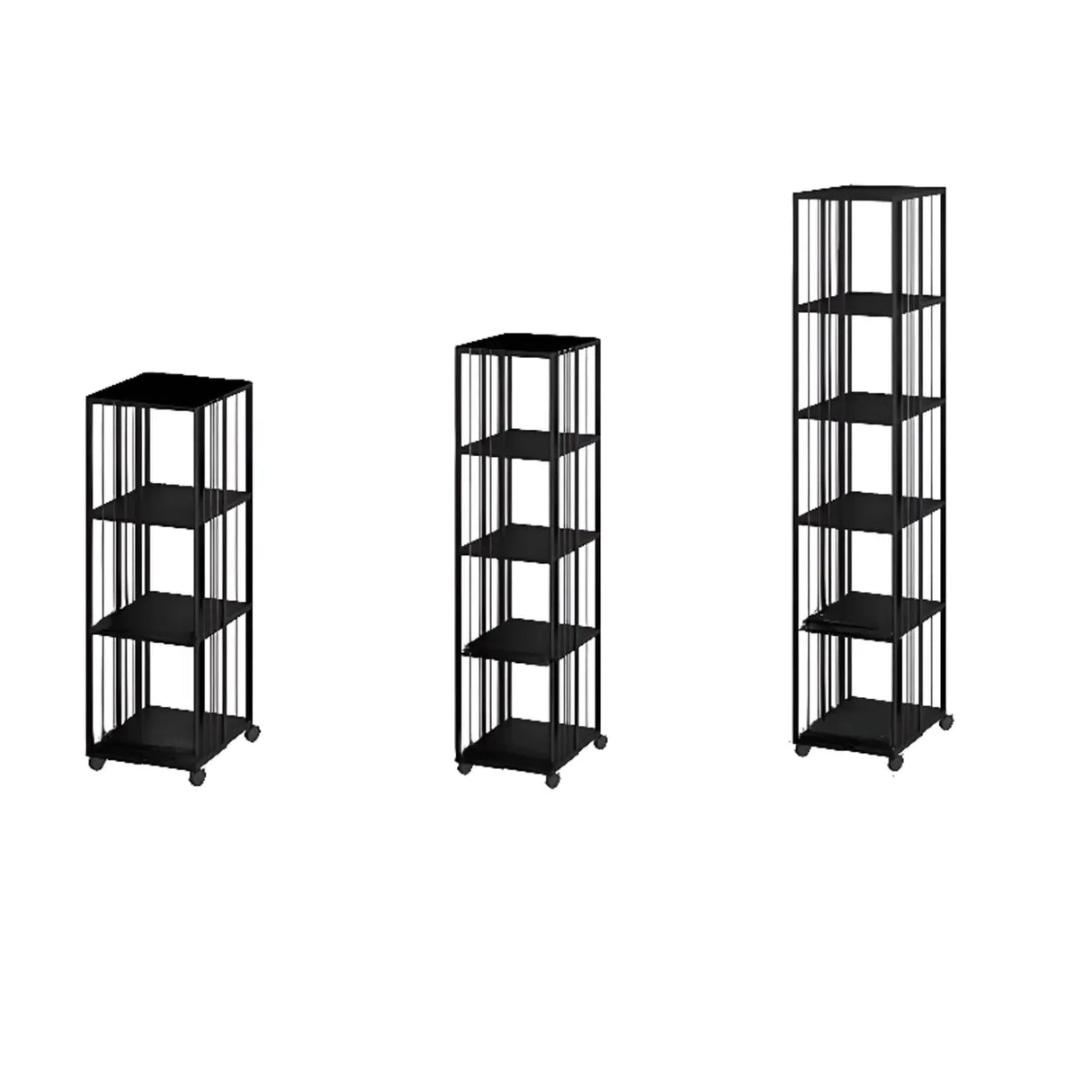 Modern Square Alloy Vertical Sliding Storage Bookcase Image - 10