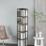 Modern Square Alloy Vertical Sliding Storage Bookcase Image - 13