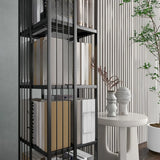 Modern Square Alloy Vertical Sliding Storage Bookcase Image - 14