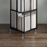 Modern Square Alloy Vertical Sliding Storage Bookcase Image - 15