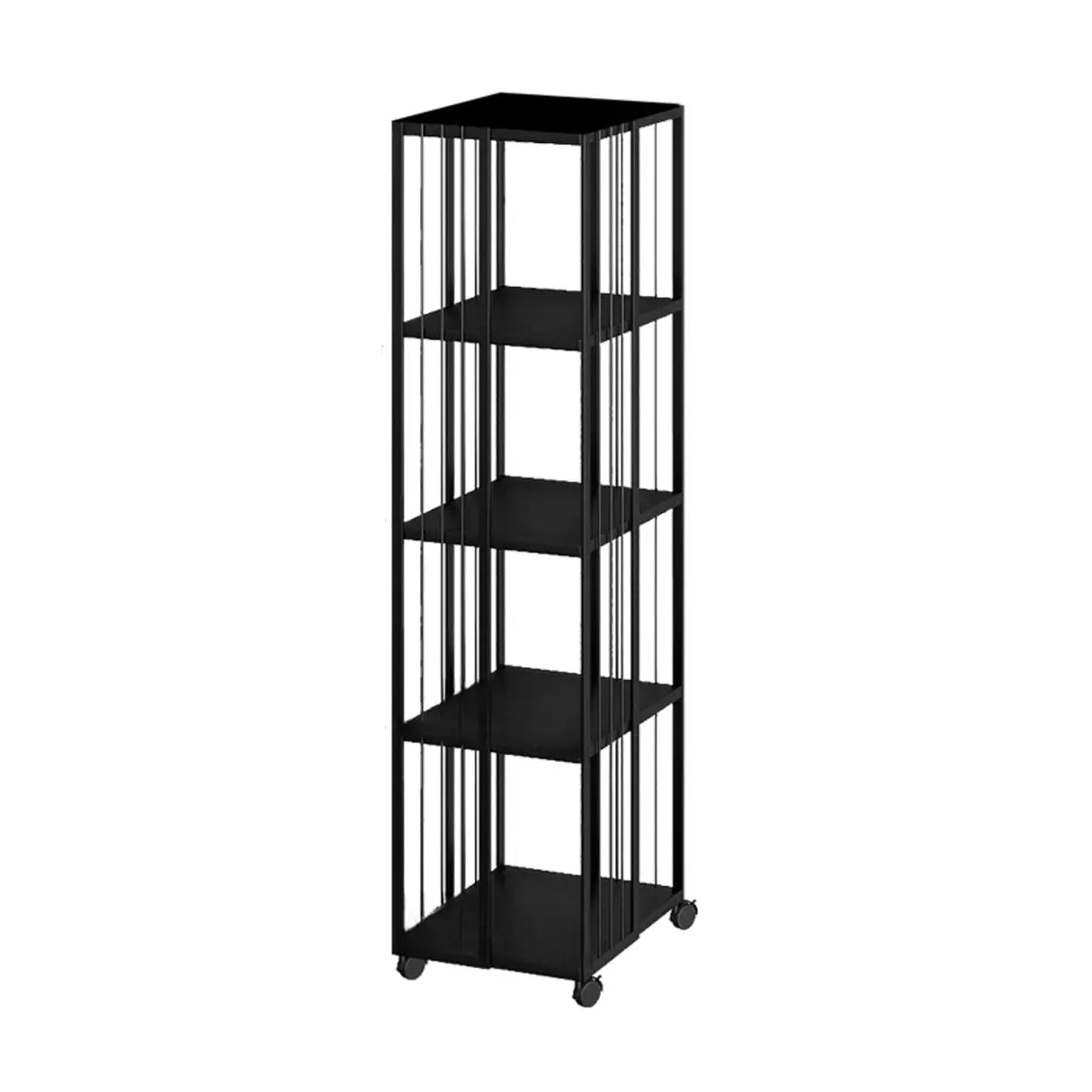 Modern Square Alloy Vertical Sliding Storage Bookcase Image - 3