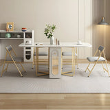 Modern Square Faux Marble Dining Table Storage White Image - 10