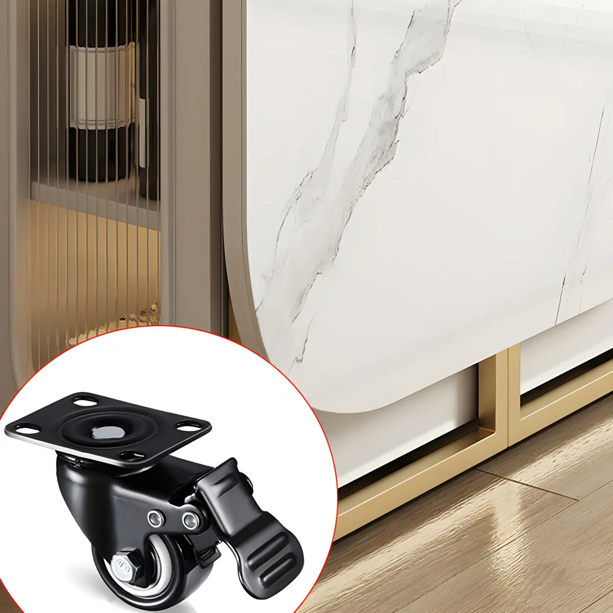 Modern Square Faux Marble Dining Table Storage White Image - 4
