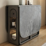Modern Square Faux Marble Dining Table Storage White Image - 7