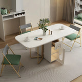 Modern Square Faux Marble Dining Table Storage White Image - 9