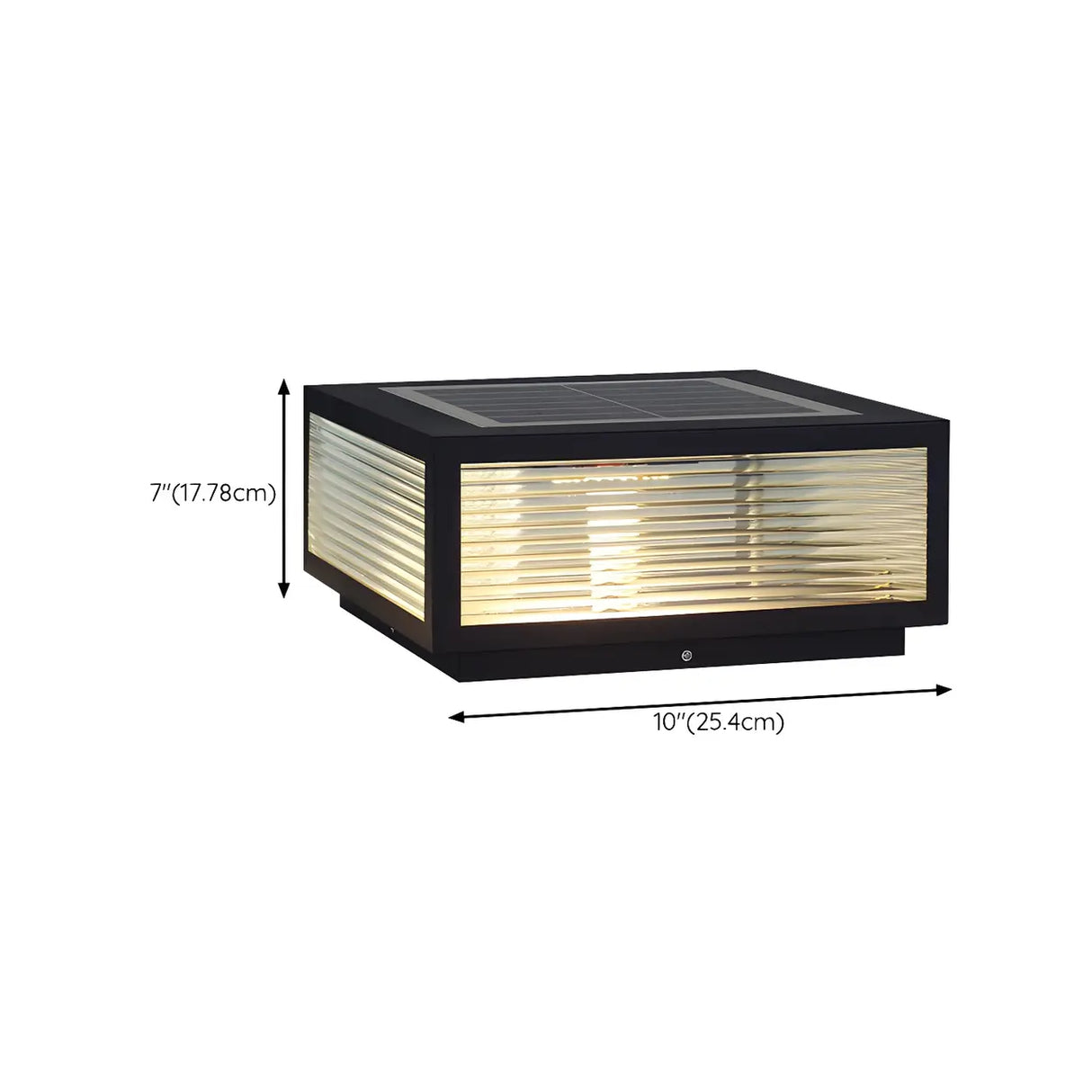 Modern Square Glass Outdoor Patio Post Light Black 