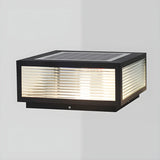Modern Square Glass Outdoor Patio Post Light Black Image - 6