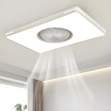 White Flush Simple Bladeless Ceiling Fan with Light Image - 1