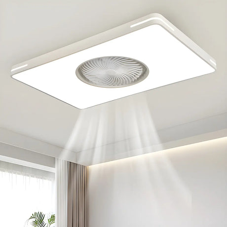 White Flush Simple Bladeless Ceiling Fan with Light Image - 1