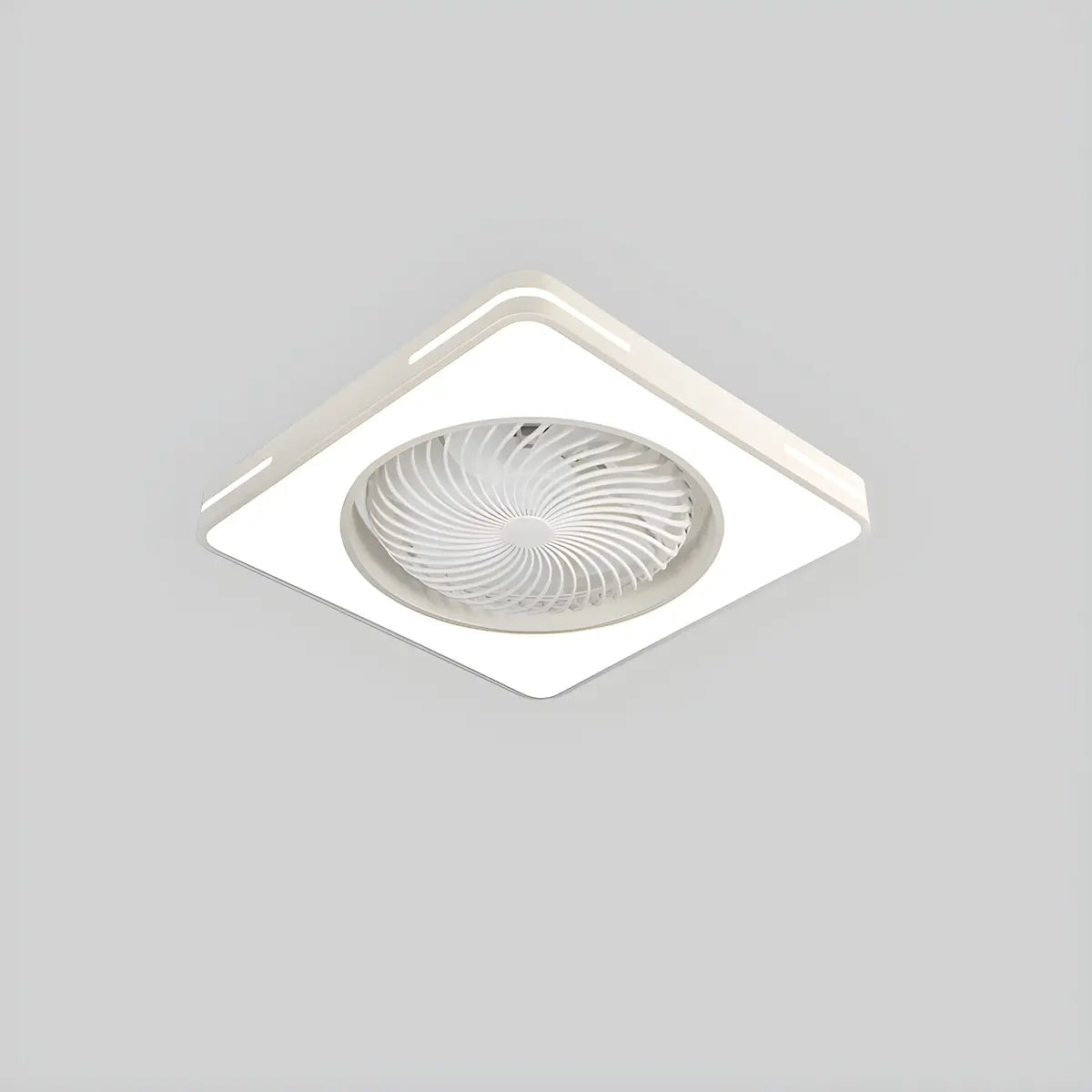 White Flush Simple Bladeless Ceiling Fan with Light Image - 10