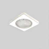 White Flush Simple Bladeless Ceiling Fan with Light Image - 10