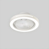 White Flush Simple Bladeless Ceiling Fan with Light Image - 12