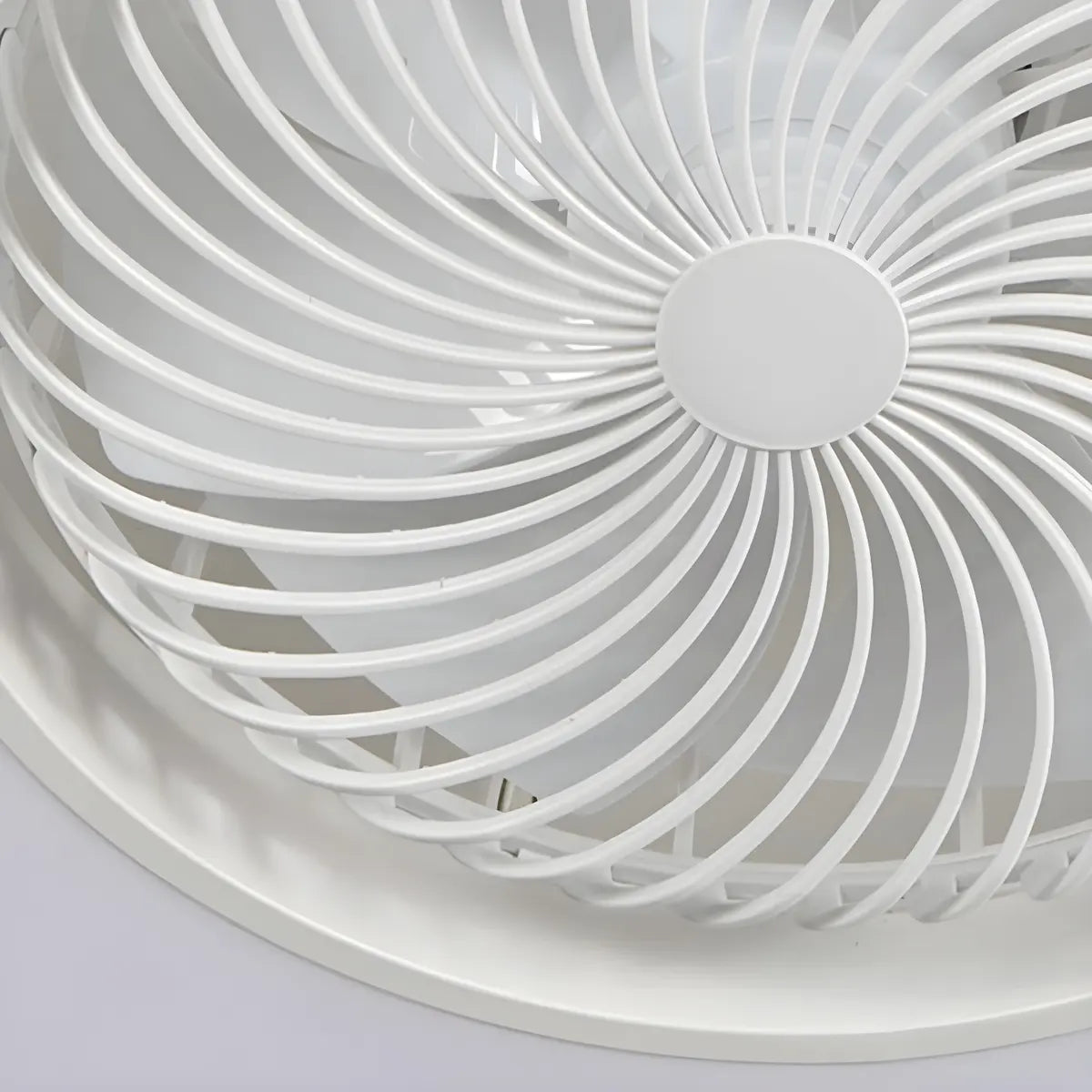White Flush Simple Bladeless Ceiling Fan with Light Image - 15