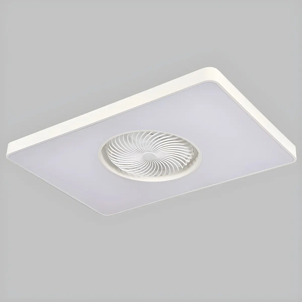White Flush Simple Bladeless Ceiling Fan with Light Image - 16