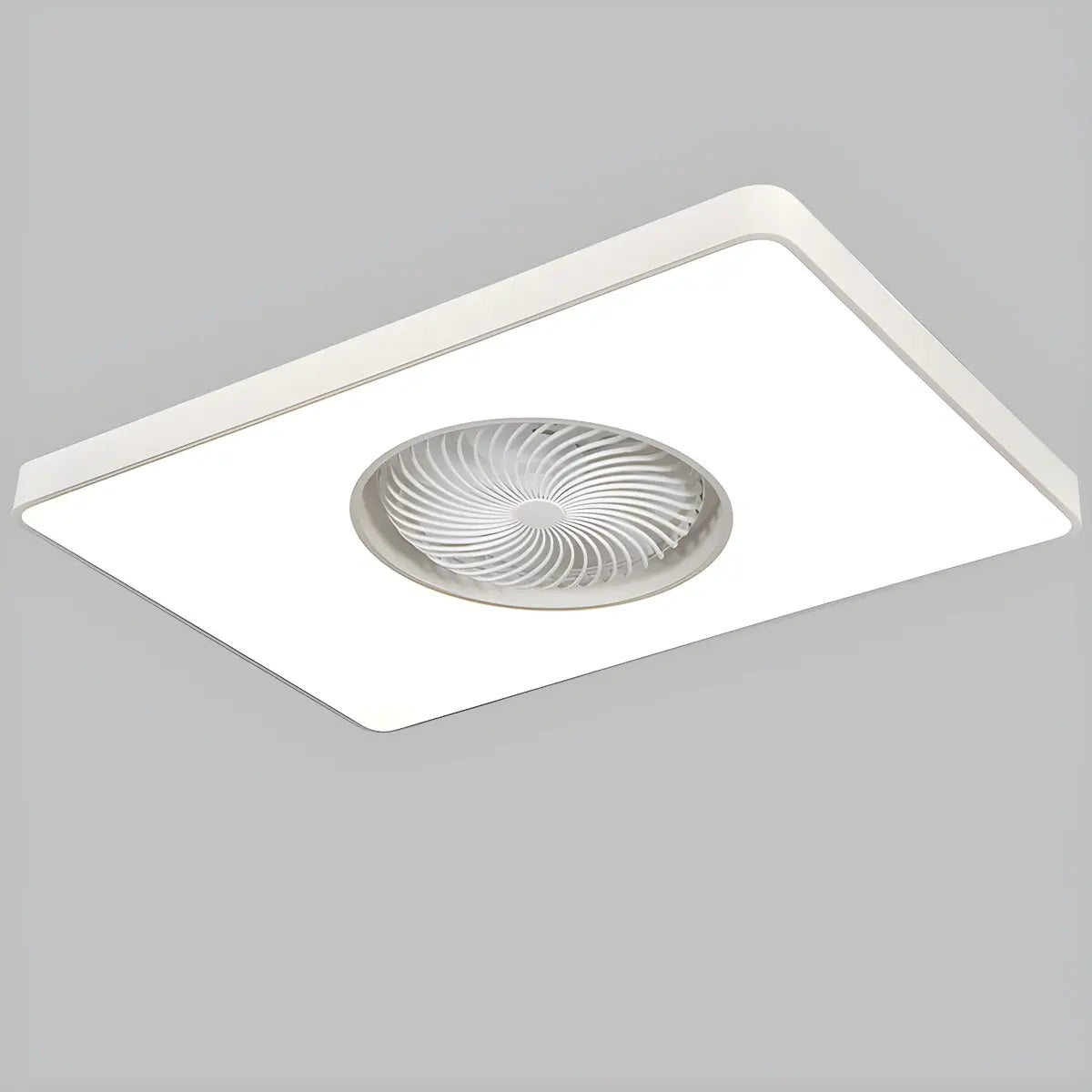White Flush Simple Bladeless Ceiling Fan with Light Image - 17