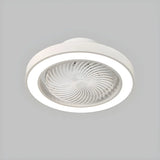 White Flush Simple Bladeless Ceiling Fan with Light Image - 18