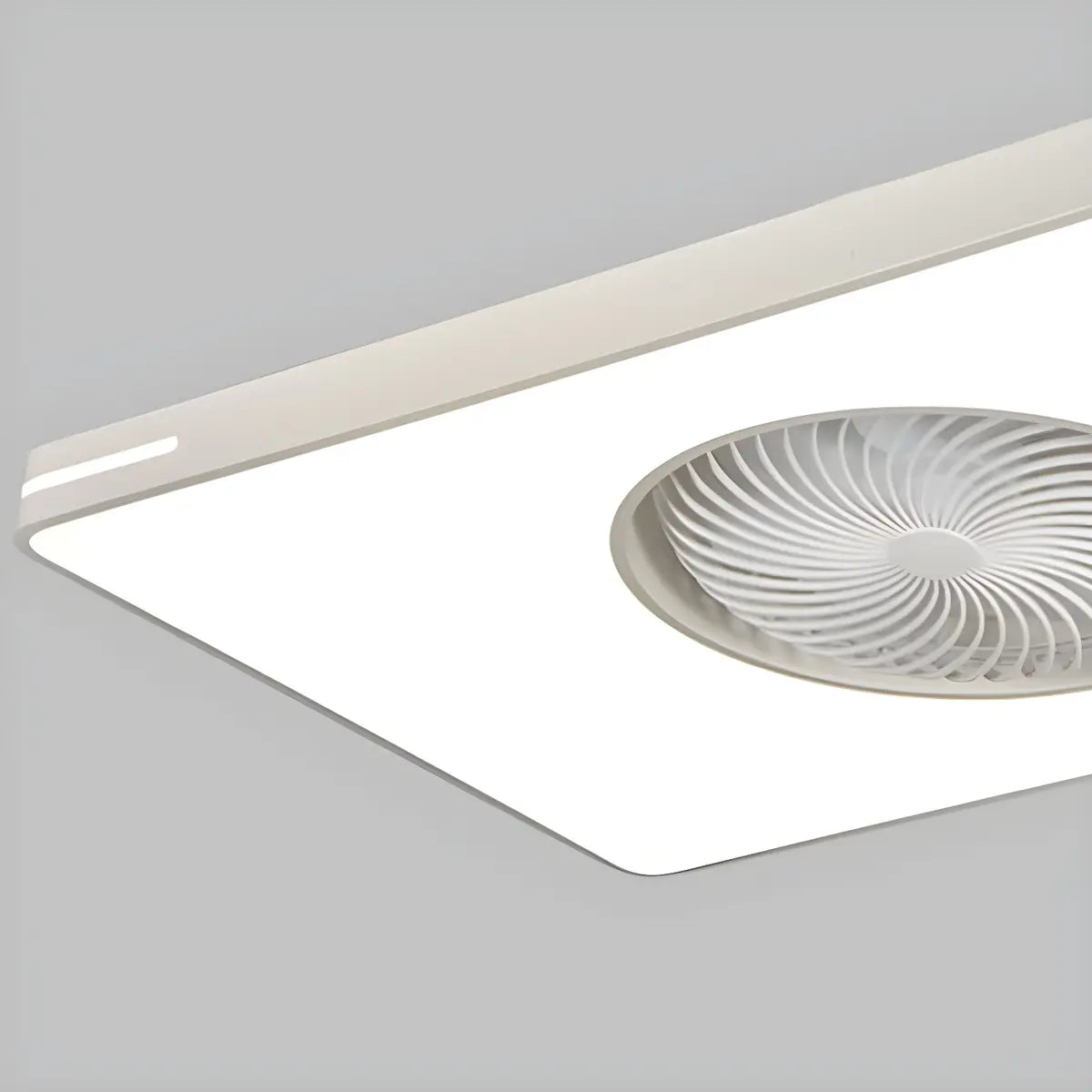 White Flush Simple Bladeless Ceiling Fan with Light Image - 19