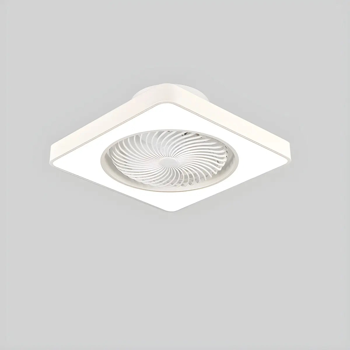 White Flush Simple Bladeless Ceiling Fan with Light Image - 2