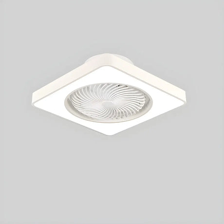 White Flush Simple Bladeless Ceiling Fan with Light Image - 2