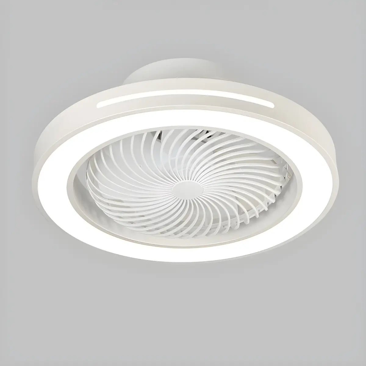 White Flush Simple Bladeless Ceiling Fan with Light Image - 21