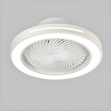 White Flush Simple Bladeless Ceiling Fan with Light Image - 21