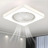 White Flush Simple Bladeless Ceiling Fan with Light Image - 22