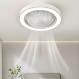 White Flush Simple Bladeless Ceiling Fan with Light Image - 24
