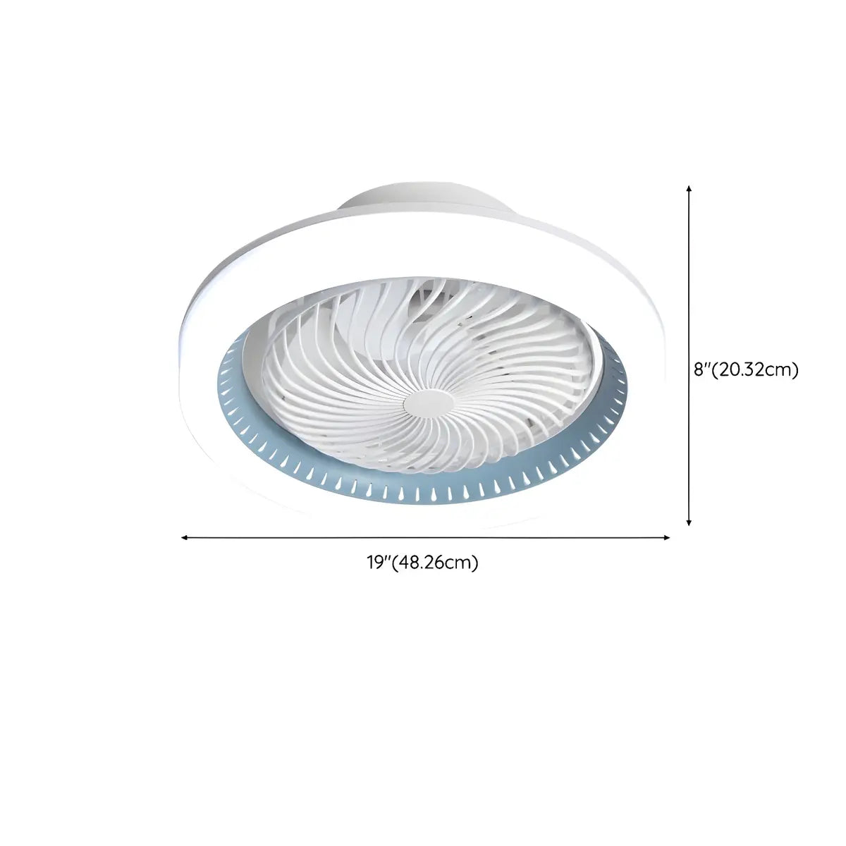 White Flush Simple Bladeless Ceiling Fan with Light 