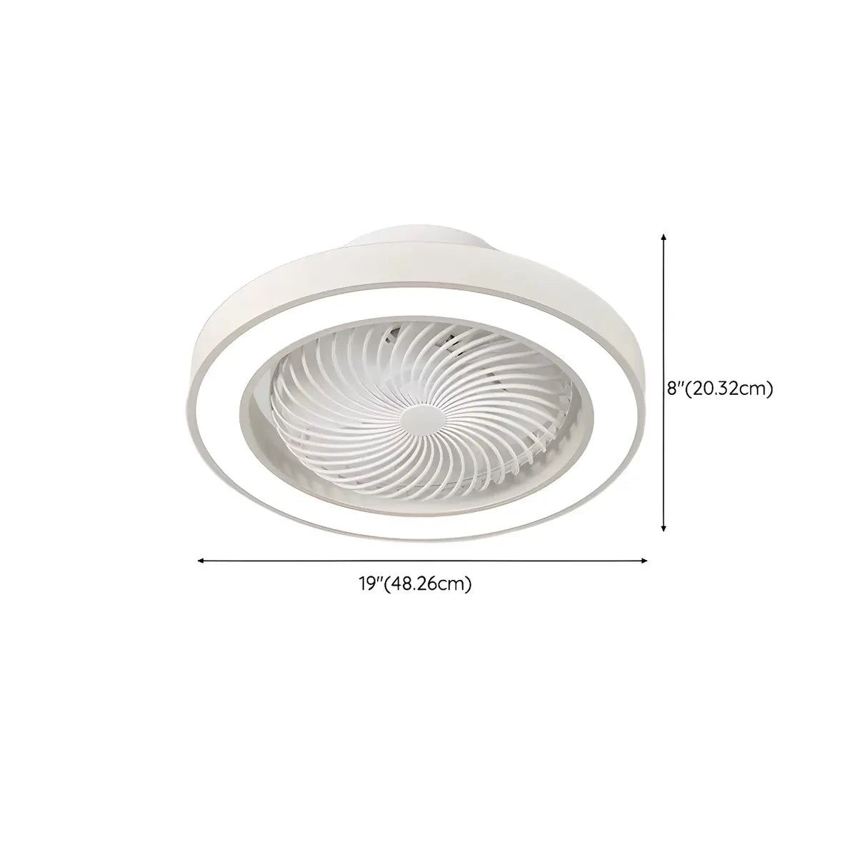 White Flush Simple Bladeless Ceiling Fan with Light Image - 26