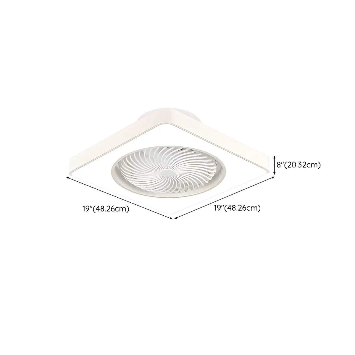 White Flush Simple Bladeless Ceiling Fan with Light Image - 27