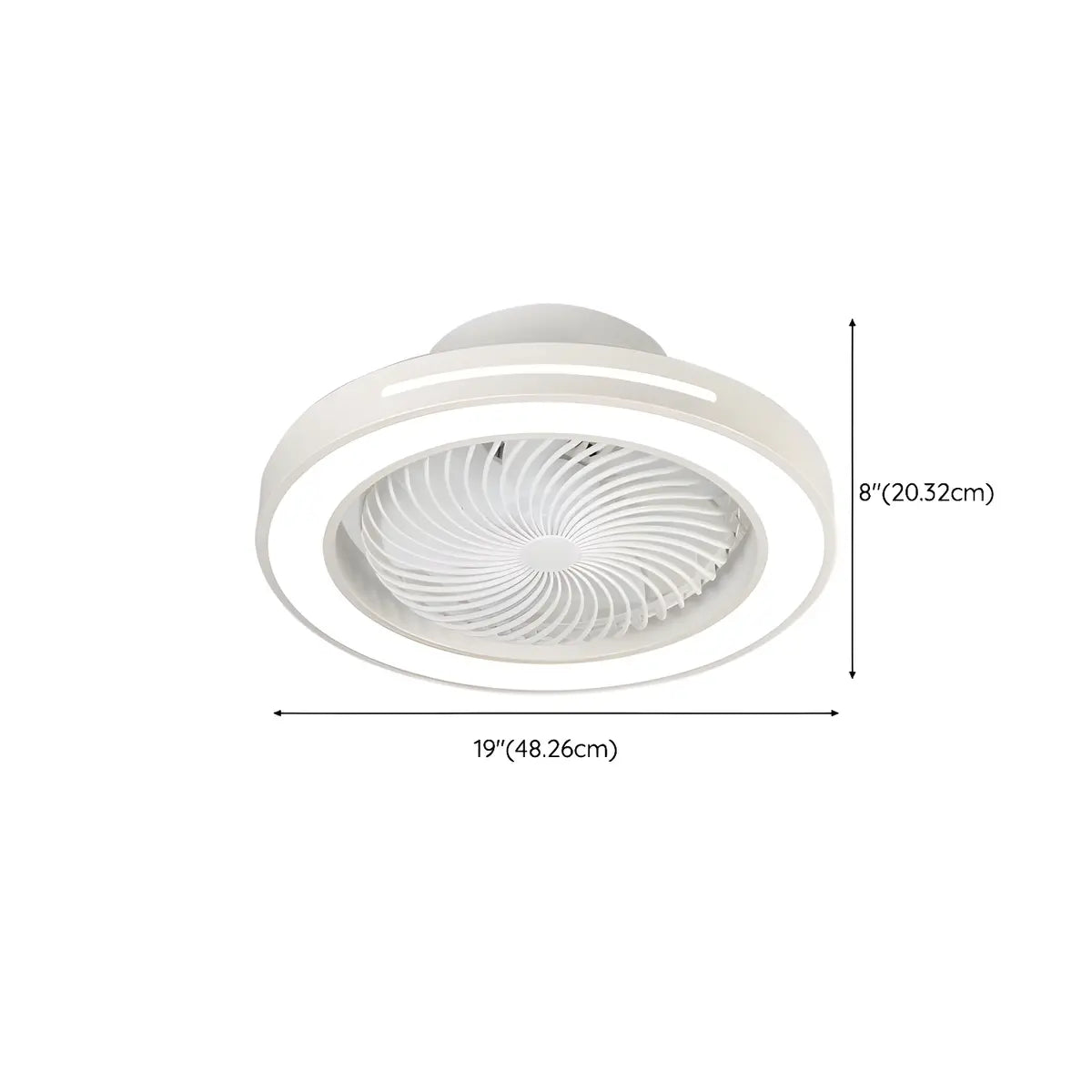White Flush Simple Bladeless Ceiling Fan with Light Image - 29