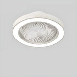 White Flush Simple Bladeless Ceiling Fan with Light Image - 3