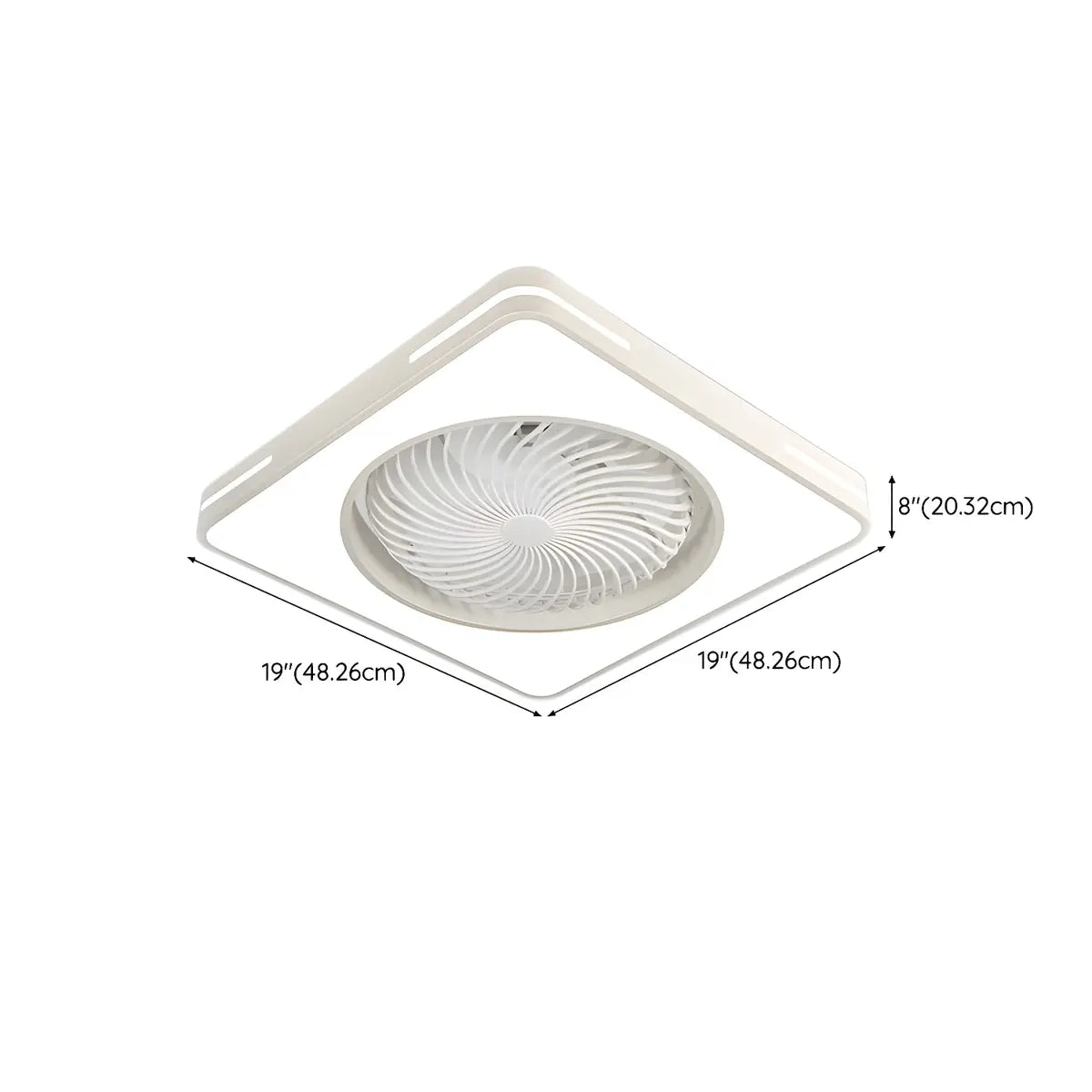 White Flush Simple Bladeless Ceiling Fan with Light Image - 30