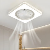 White Flush Simple Bladeless Ceiling Fan with Light Image - 4