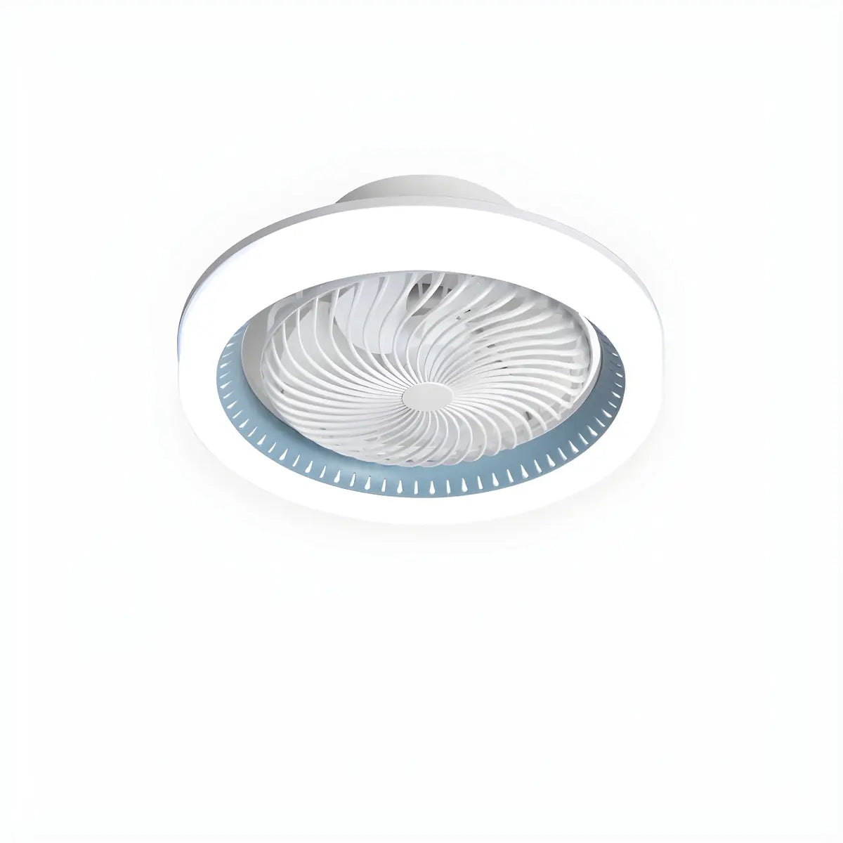 White Flush Simple Bladeless Ceiling Fan with Light Image - 5