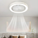 White Flush Simple Bladeless Ceiling Fan with Light Image - 6