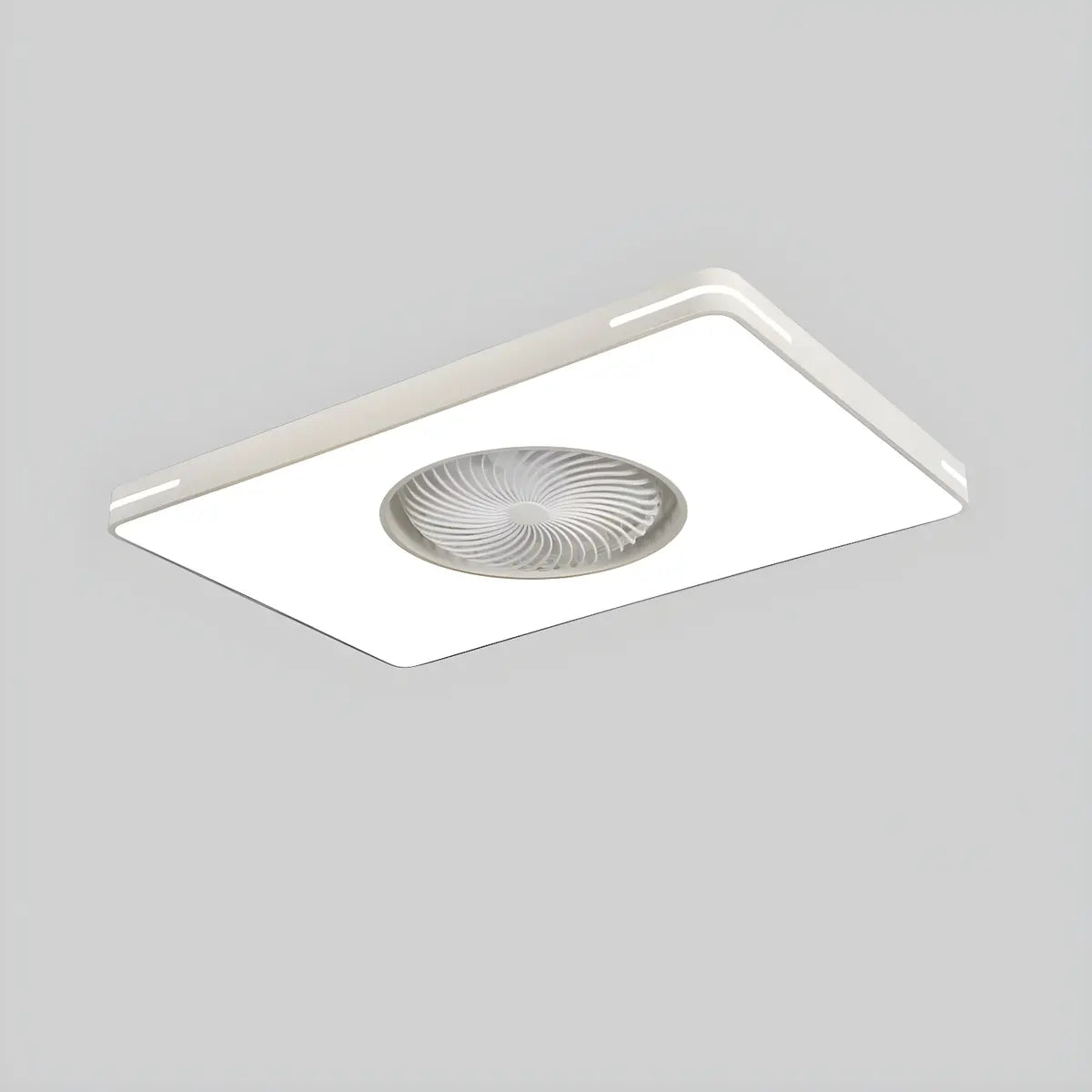 White Flush Simple Bladeless Ceiling Fan with Light Image - 8