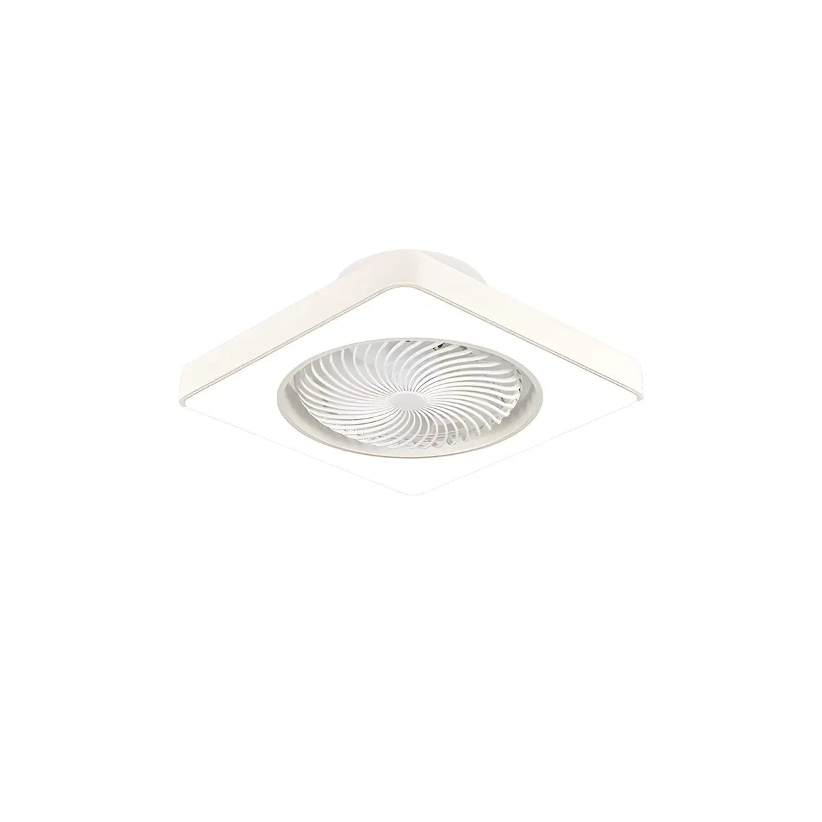 White Flush Simple Bladeless Ceiling Fan with Light Image - 9