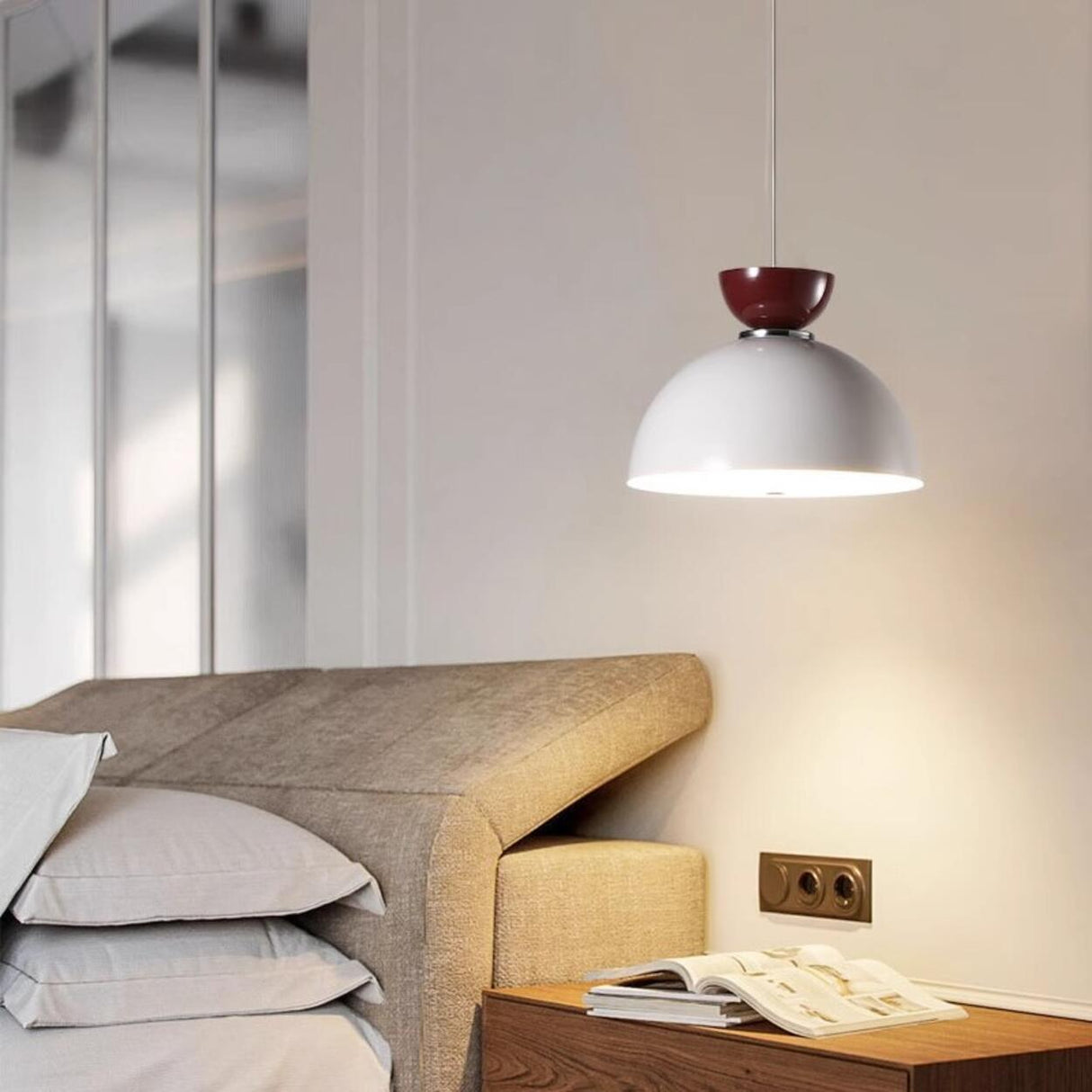 Modern Square LED Red Pendant Light Third Gear Image - 3