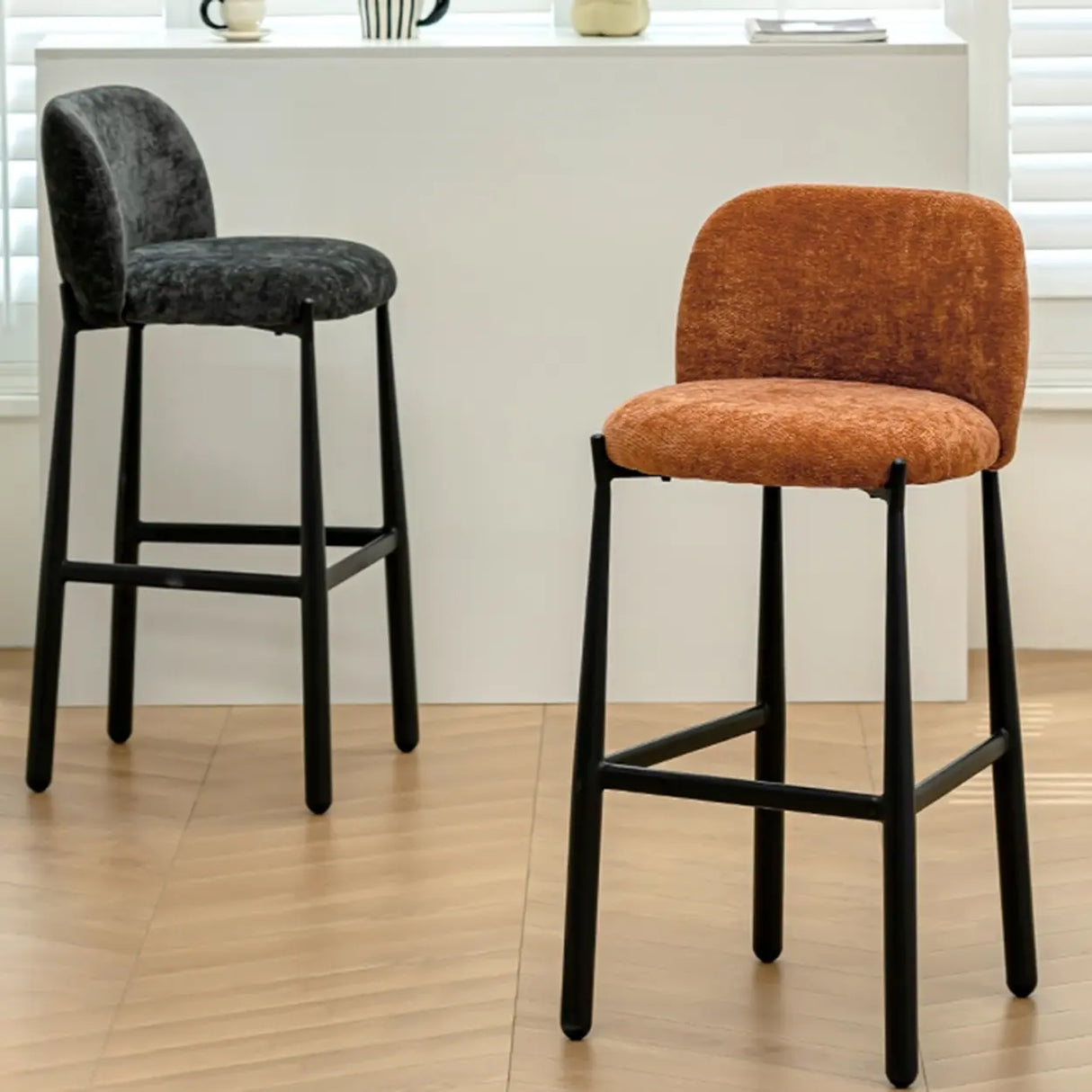 Modern Square Low Back Upholstered Counter Height Bar Stool Image - 1