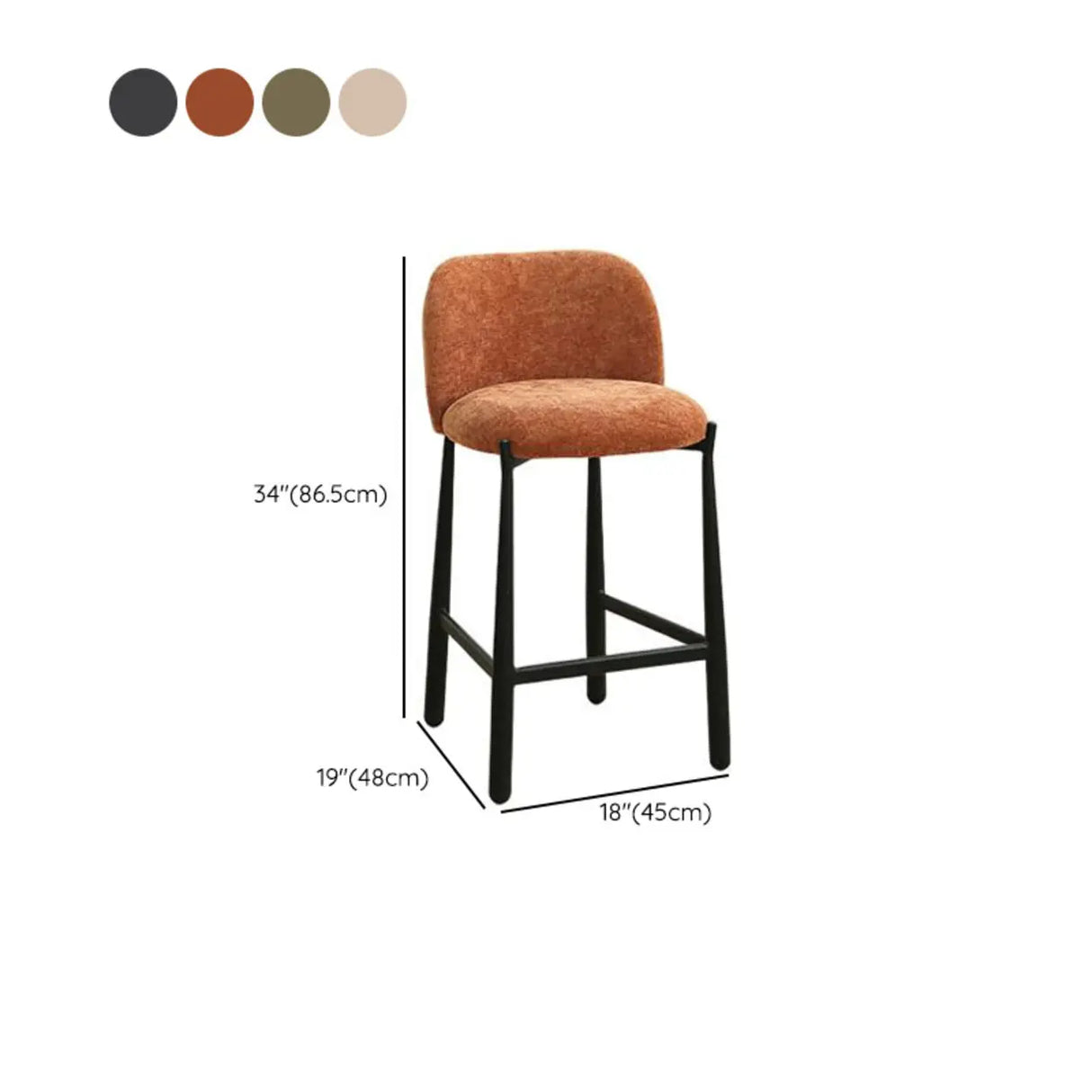 Modern Square Low Back Upholstered Counter Height Bar Stool 
