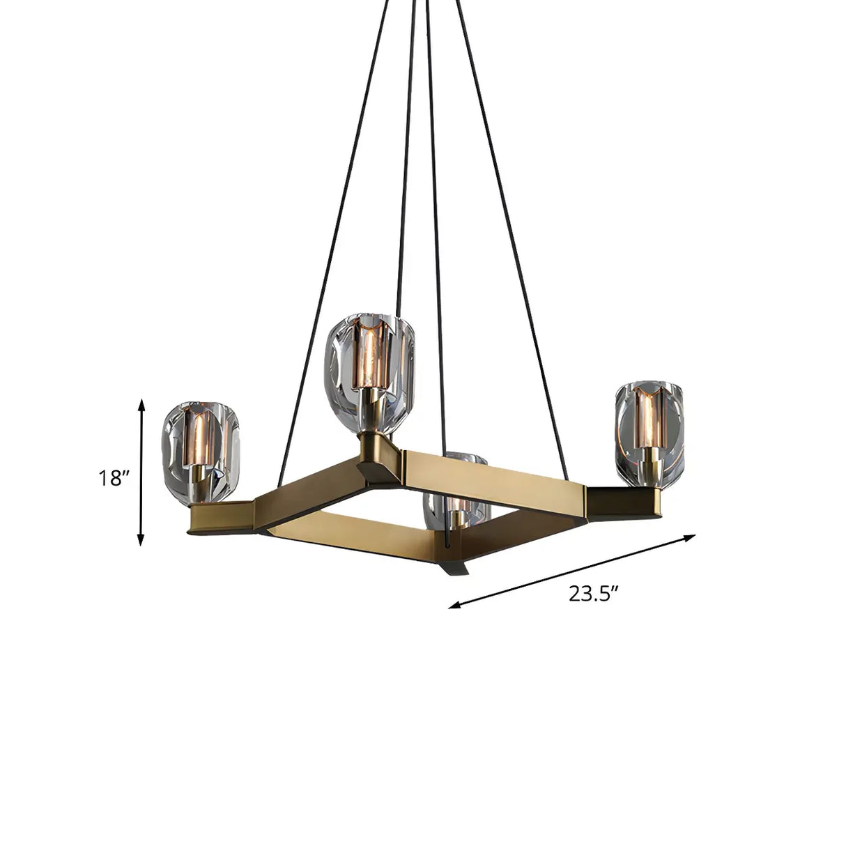 Antique Gold Square Bedroom Crystal Pendant Chandelier 