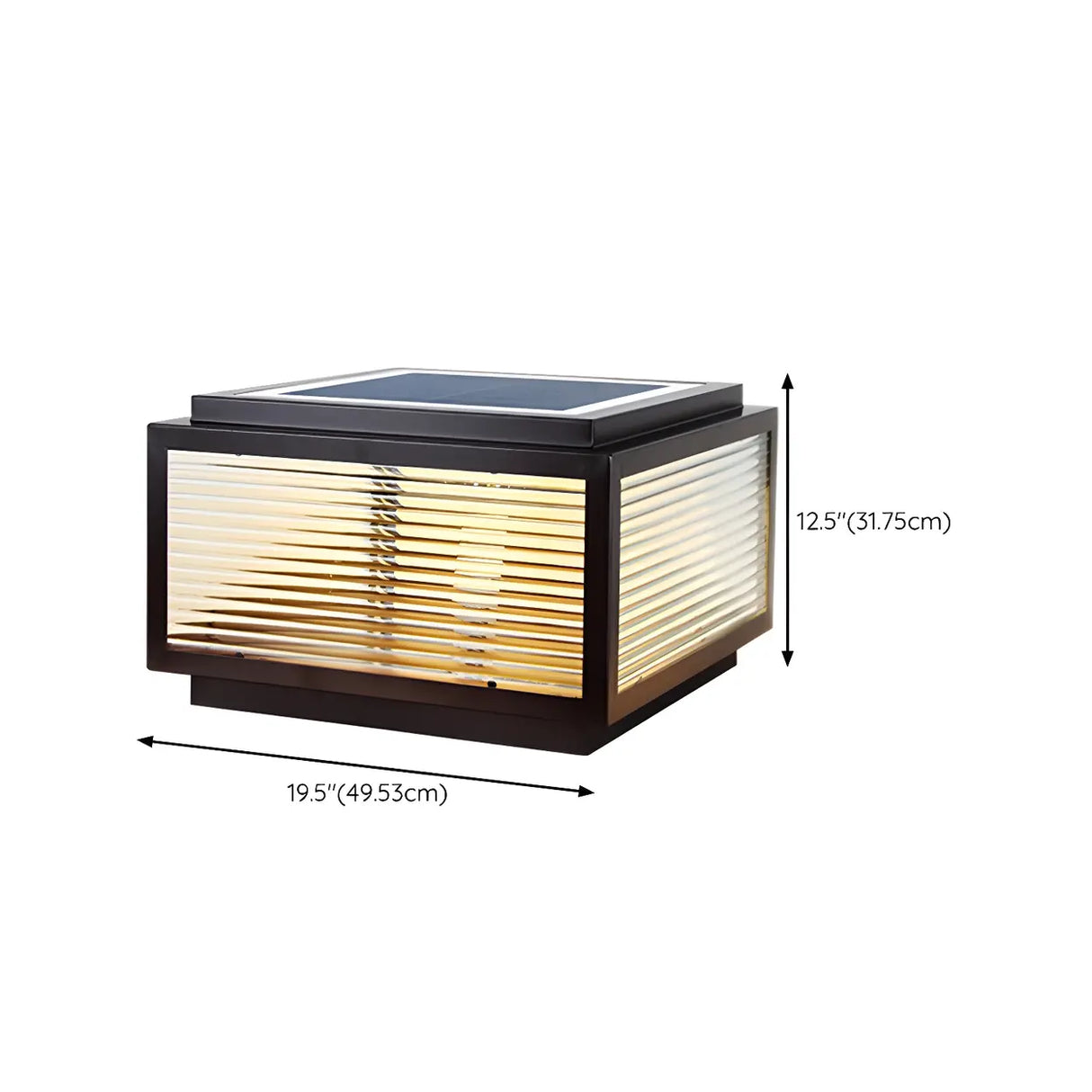 Modern Square Metal Outdoor Solar Garden Pillar Light 