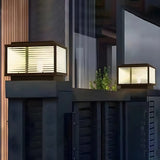 Modern Square Metal Outdoor Solar Garden Pillar Light Image - 2
