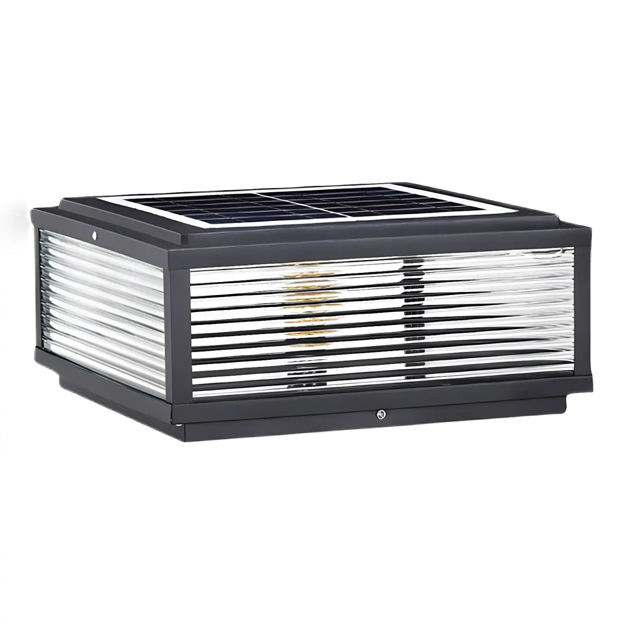 Modern Square Metal Outdoor Solar Garden Pillar Light Image - 5
