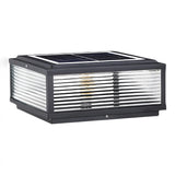 Modern Square Metal Outdoor Solar Garden Pillar Light Image - 5