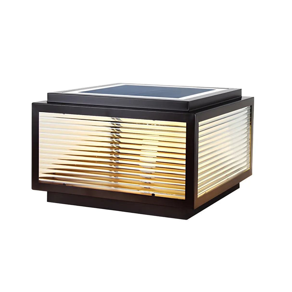 Modern Square Metal Outdoor Solar Garden Pillar Light Image - 7