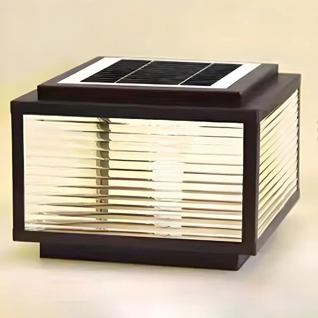 Modern Square Metal Outdoor Solar Garden Pillar Light Image - 8