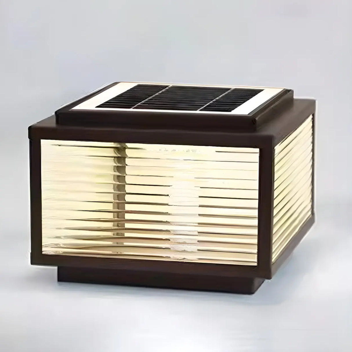 Modern Square Metal Outdoor Solar Garden Pillar Light Image - 9